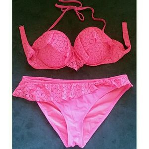 Hot Pink Two Piece Bikini Bathing Suit